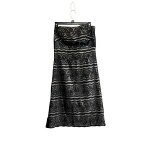 DELARU Cocktail Strapless Dress Lace Overlay Evening Prom Size 10 Black Tan